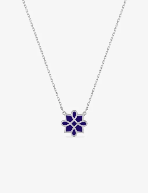 Collier Harmonie Or blanc 375‰ et laque bleue SO OR