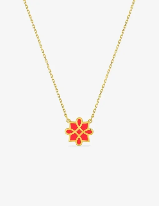 Collier Harmonie Or jaune 375‰ et laque corail SO OR