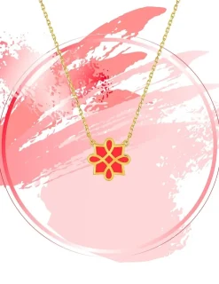 Collier Harmonie Or jaune 375‰ et laque corail SO OR
