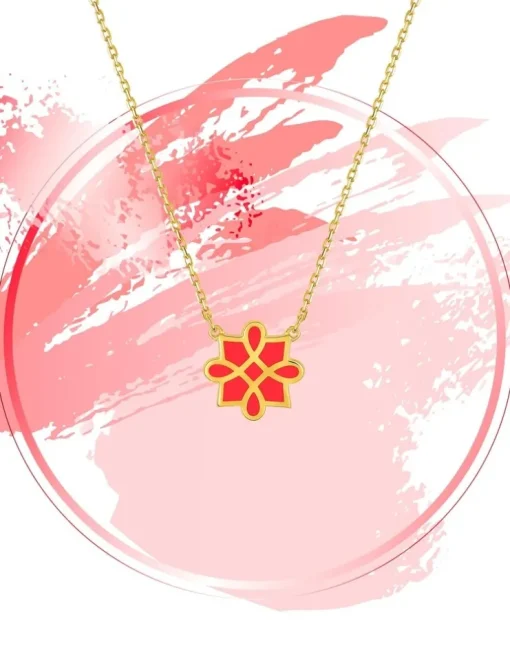 Collier Harmonie Or jaune 375‰ et laque corail SO OR