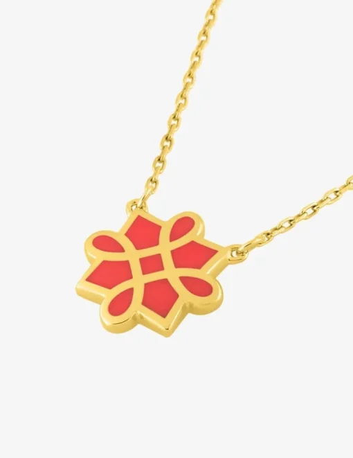 Collier Harmonie Or jaune 375‰ et laque corail SO OR