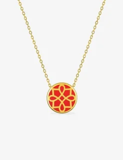 Collier Harmonie Or jaune 375‰ et jeton laque corail SO OR