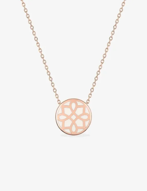 Collier Harmonie Or rose 375‰ et jeton laque ivoire SO OR
