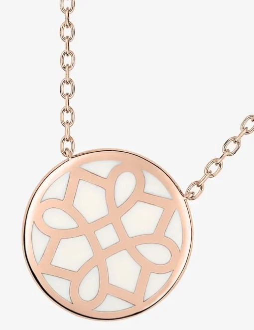 Collier Harmonie Or rose 375‰ et jeton laque ivoire SO OR