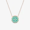 Collier Harmonie Or rose 375‰ et jeton laque verte aqua SO OR