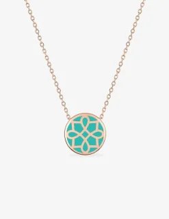 Collier Harmonie Or rose 375‰ et jeton laque verte aqua SO OR