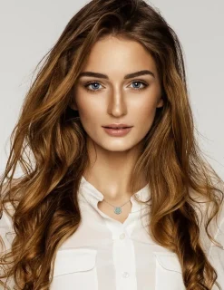 Collier Harmonie Or rose 375‰ et jeton laque verte aqua SO OR