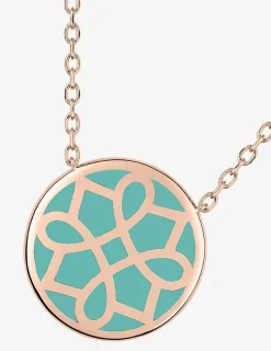 Collier Harmonie Or rose 375‰ et jeton laque verte aqua SO OR