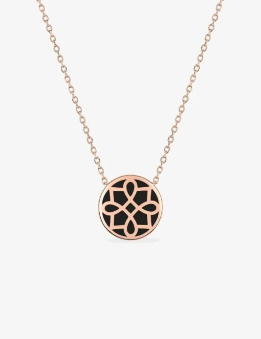 Collier Harmonie Or rose 375‰ et jeton laque noir de Jais SO OR