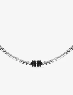 Collier imprimé noir et acier SO OR