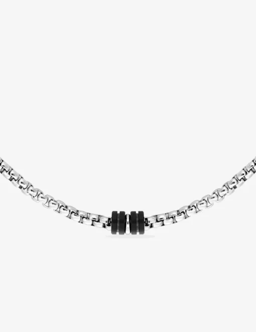 Collier imprimé noir et acier SO OR