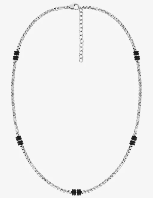 Collier imprimé noir et acier SO OR