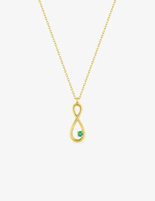 Collier infini asymétrique or jaune 375‰ et émeraude SO OR