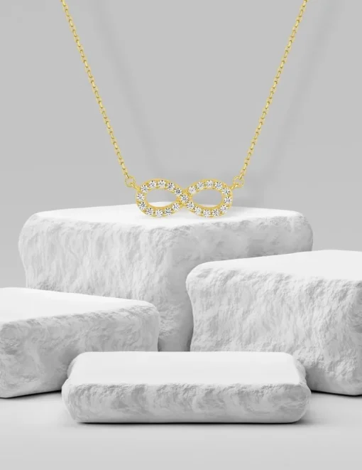 Collier Infini en or jaune 375 ‰ et oxydes de zirconium SO OR