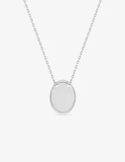 Collier jeton ovale liseré fantaisie argent 925‰ rhodié SO OR
