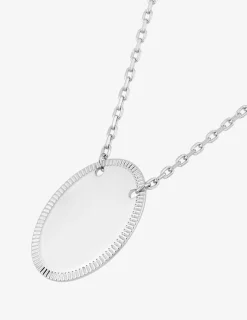 Collier jeton ovale liseré fantaisie argent 925‰ rhodié SO OR