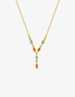 Collier laqué bleu et rouge plaqué or SO OR