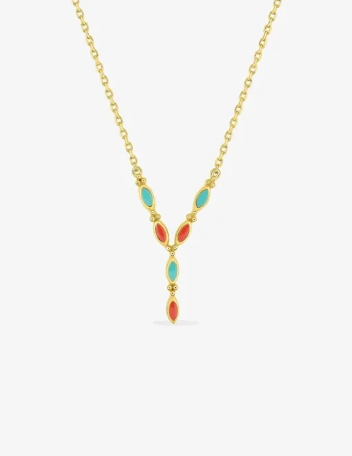 Collier laqué bleu et rouge plaqué or SO OR