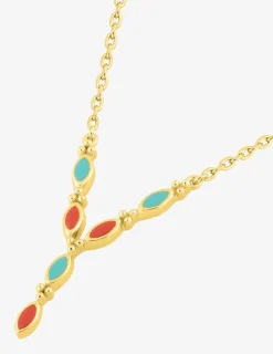 Collier laqué bleu et rouge plaqué or SO OR