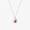 Collier larme or blanc 375‰, diamants et rubis SO OR