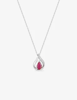 Collier larme or blanc 375‰, diamants et rubis SO OR
