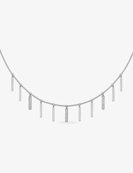 Collier lignes argent 925‰ rhodié et oxydes de zirconium SO OR