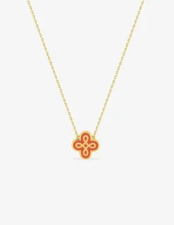 Collier Lorever Or jaune 375‰, motif laque corail SO OR
