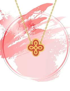Collier Lorever Or jaune 375‰, motif laque corail SO OR