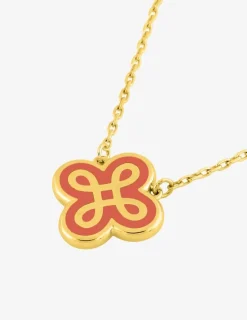 Collier Lorever Or jaune 375‰, motif laque corail SO OR