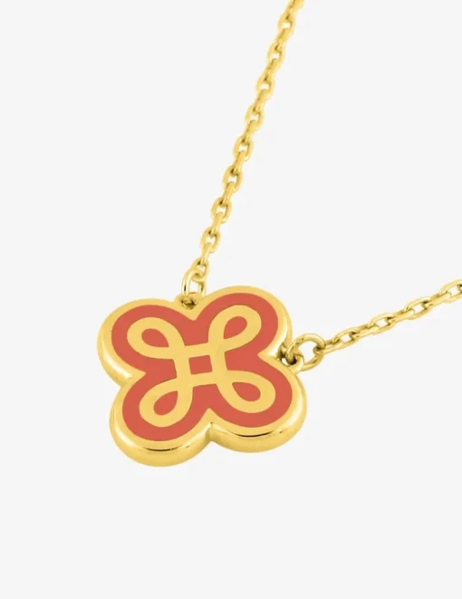 Collier Lorever Or jaune 375‰, motif laque corail SO OR