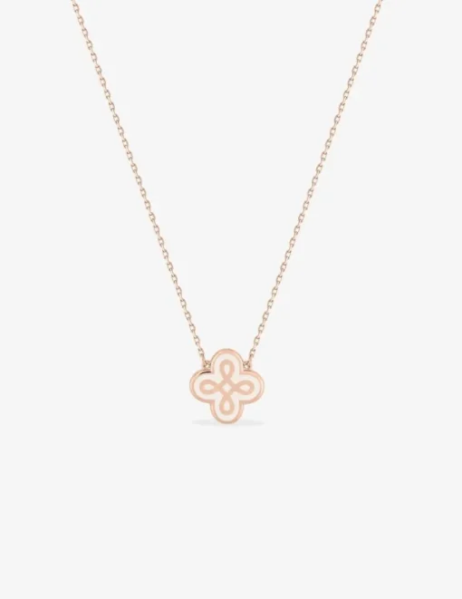 Collier Lorever Or rose 375‰, motif laque ivoire SO OR