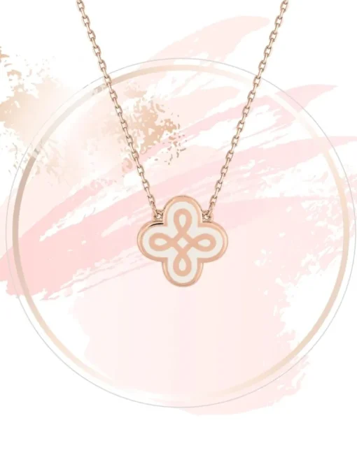 Collier Lorever Or rose 375‰, motif laque ivoire SO OR