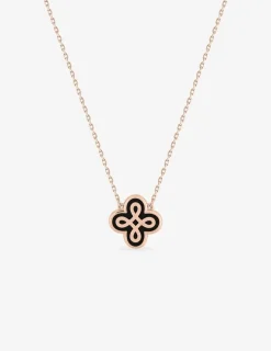 Collier Lorever Or rose 375‰, motif laque noir de Jais SO OR
