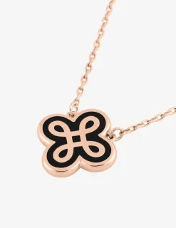 Collier Lorever Or rose 375‰, motif laque noir de Jais SO OR