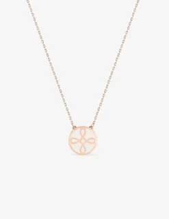 Collier Lorever Or rose 375‰, motif jeton laque ivoire SO OR