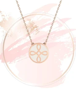 Collier Lorever Or rose 375‰, motif jeton laque ivoire SO OR