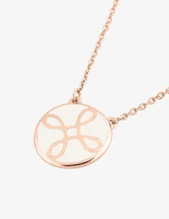 Collier Lorever Or rose 375‰, motif jeton laque ivoire SO OR