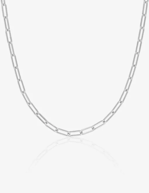 Collier maille forçat rectangle 2 mm argent 925‰ rhodié SO OR