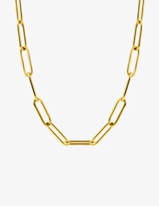 Collier maille forçat rectangle en acier doré SO OR