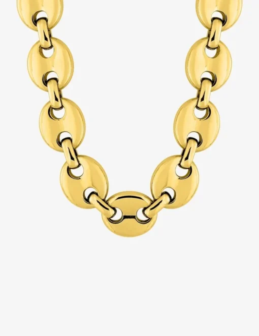 Collier maille grain de café en acier doré SO OR