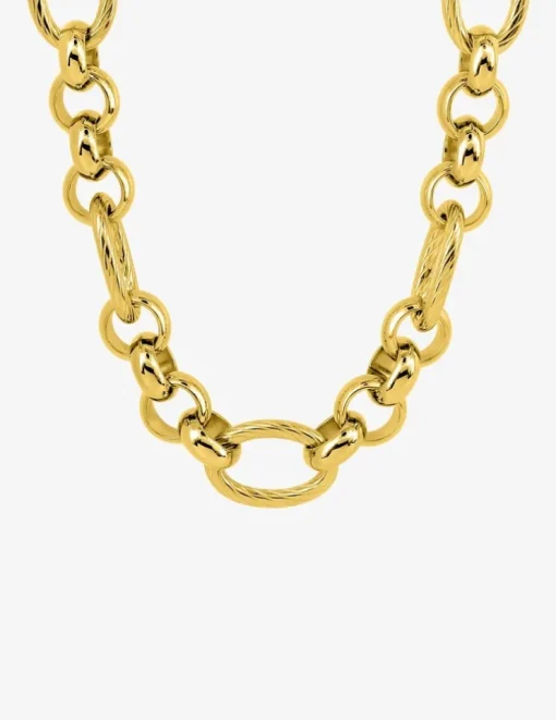 Collier maille jaseron acier doré SO OR