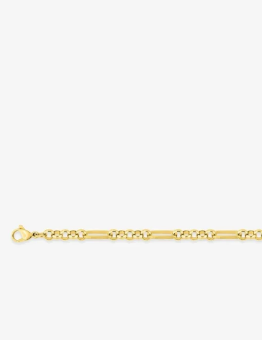 Collier maille jaseron et maille rectangle acier doré SO OR