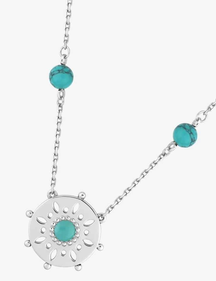 Collier mandala argent 925‰ rhodié et turquoises SO OR