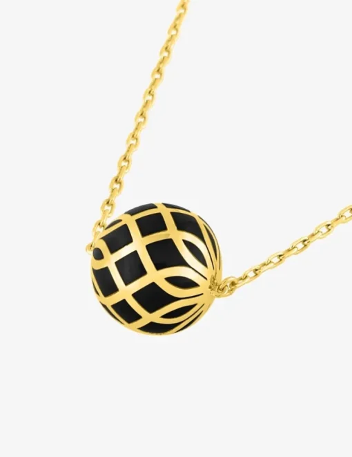 Collier Mélodie Or jaune 375‰ et laque noir de Jais SO OR