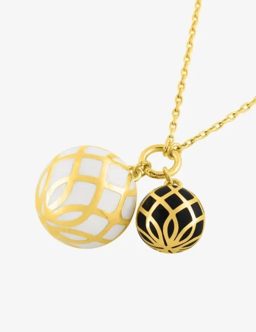 Collier Mélodie Or jaune 375‰ laque ivoire et noir de Jais SO OR