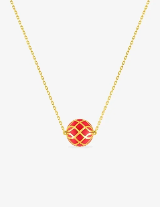 Collier Mélodie Or jaune 375‰ et laque corail SO OR