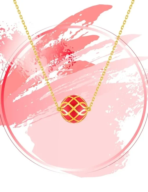 Collier Mélodie Or jaune 375‰ et laque corail SO OR