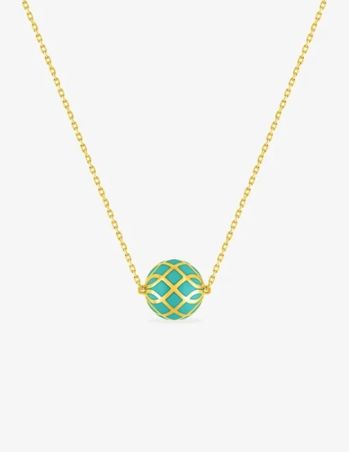 Collier Mélodie Or jaune 375‰ et laque verte aqua SO OR