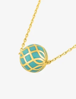 Collier Mélodie Or jaune 375‰ et laque verte aqua SO OR