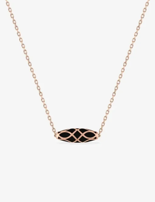 Collier Mélodie Or rose 375‰ et laque noir de Jais SO OR